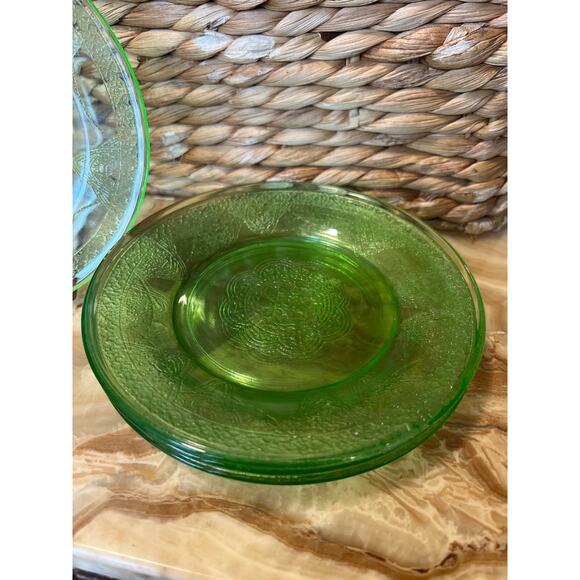 Art Deco Depression Glass 6” Dessert Plates-Glow - Picture 2 of 9